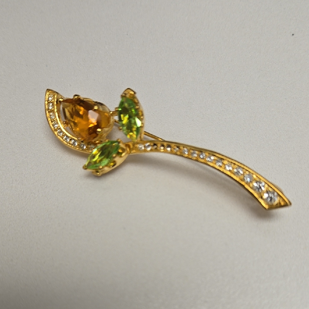 Nolan Miller Gold and Yellow Floral Brooch